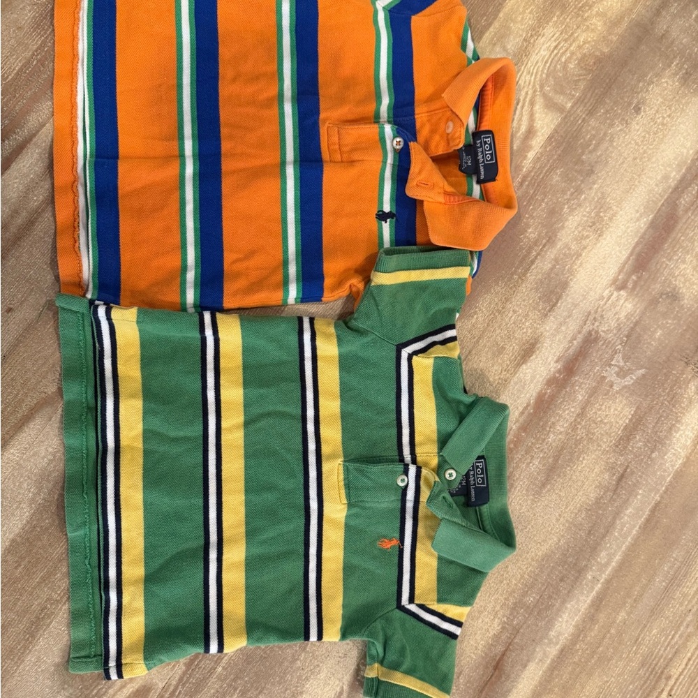 Ralph Lauren Orange and Green Striped Polo Shirts